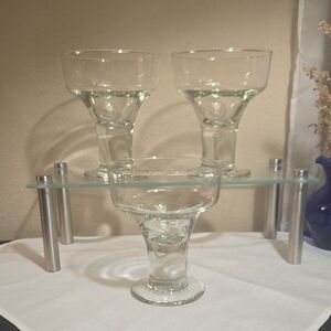 Vintage Libbey Catalina Set Of Clear Glass Margarita Glasses/Dessert Dishes.